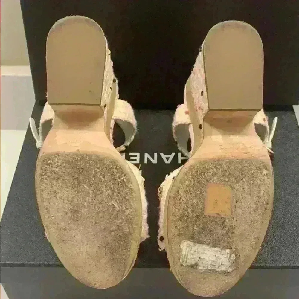 Chanel Tweed Wedge Sandals - Picture 5 of 8